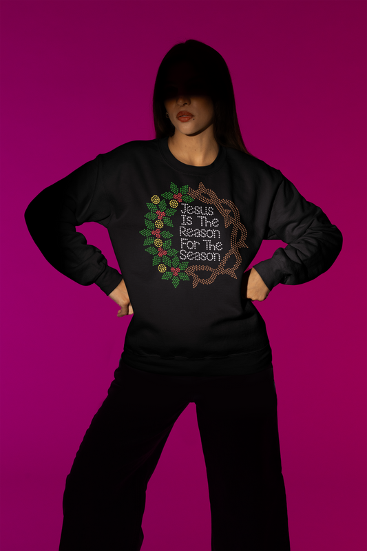 "Jesus Is the Reason for the Season" Rhinestone Sweatshirt